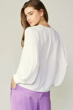 Long Pleated Sleeve Blouse