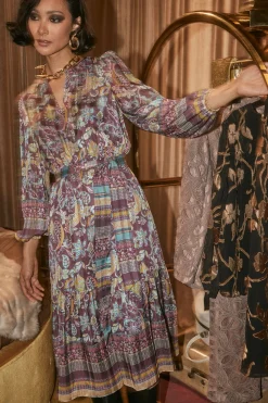 Lurex Floral Midi Dress