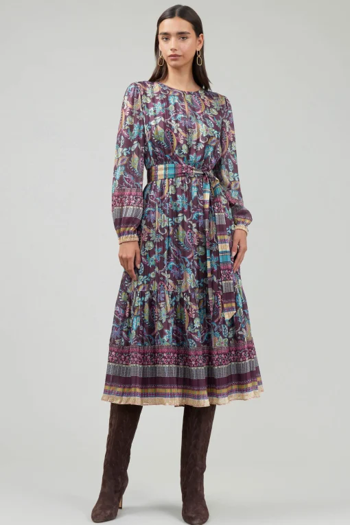 Lurex Floral Midi Dress