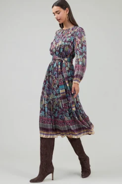 Lurex Floral Midi Dress