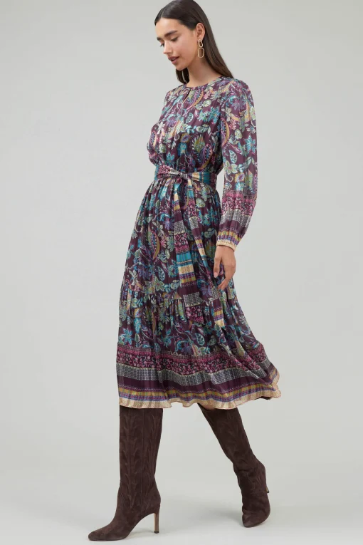 Lurex Floral Midi Dress
