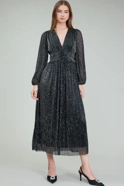 Lurex Pleated Maxi Dress