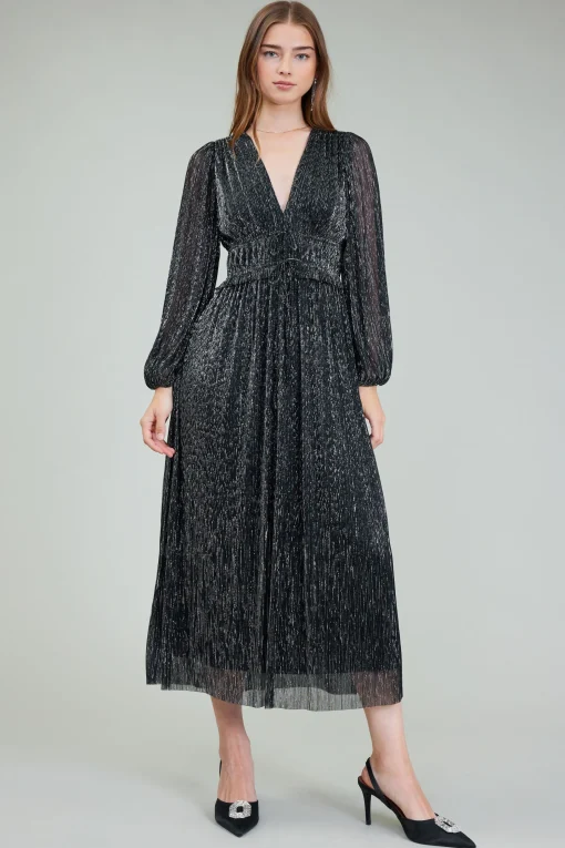 Lurex Pleated Maxi Dress