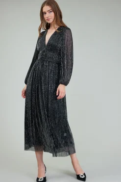 Lurex Pleated Maxi Dress