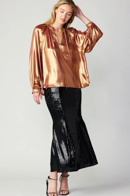Lustrous Cuffed Blouse