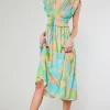 Mara Abstract Pleated Maxi Dress