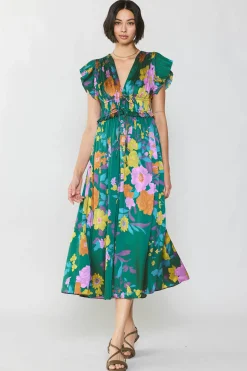 Mara Floral Pleated Midi Dress