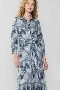 Marbled Motif Buttondown Dress