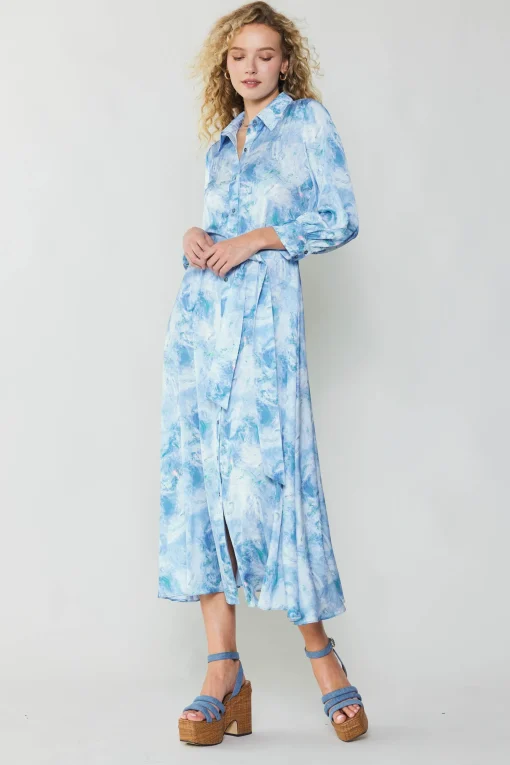 Marbled Motif Buttondown Dress