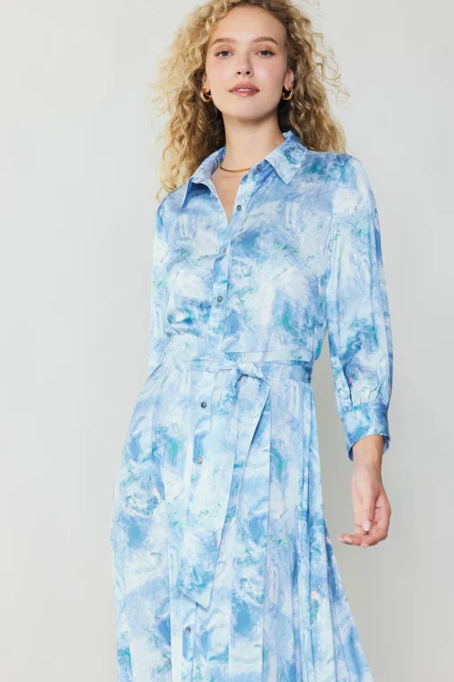 Marbled Motif Buttondown Dress