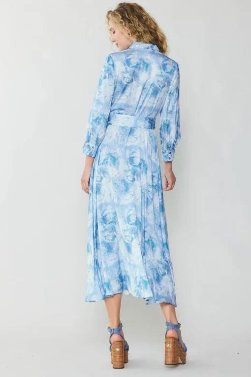 Marbled Motif Buttondown Dress