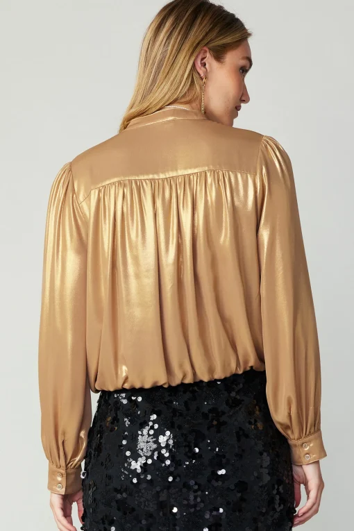 Metallic Bubble Hem Blouse
