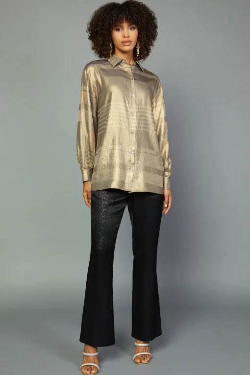 Metallic Button Down Top