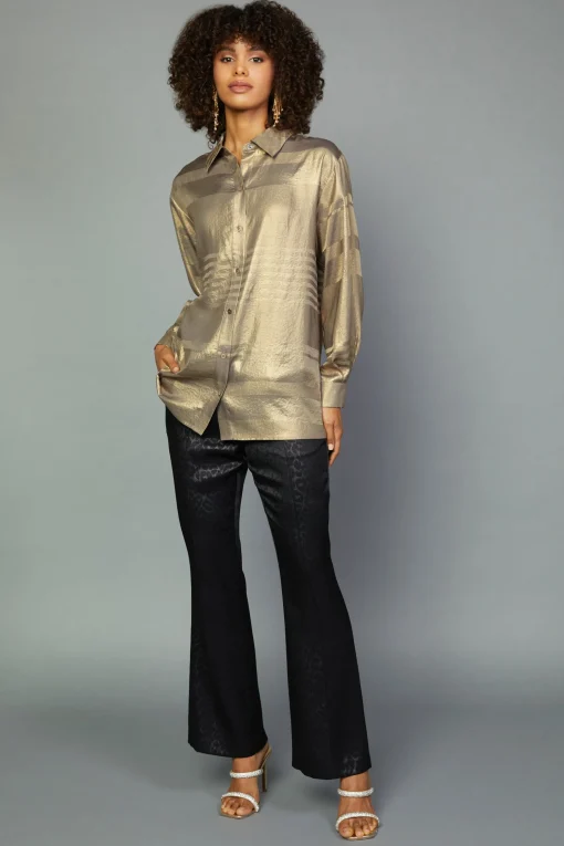 Metallic Button Down Top