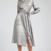 Metallic Buttondown Dress