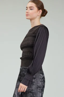 Metallic Contrast Sweater Top