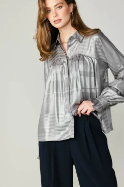 Metallic Pleated Shirt