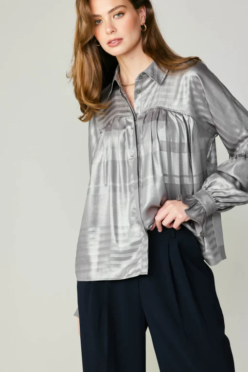 Metallic Pleated Shirt