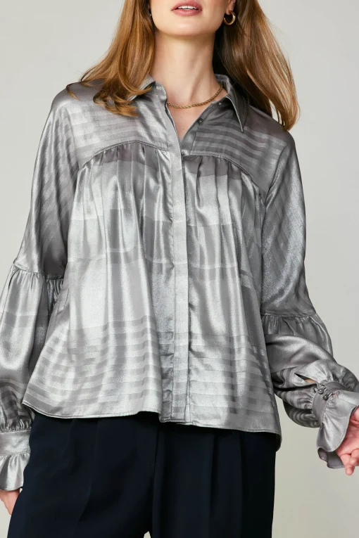 Metallic Pleated Shirt