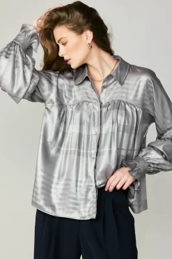 Metallic Pleated Shirt