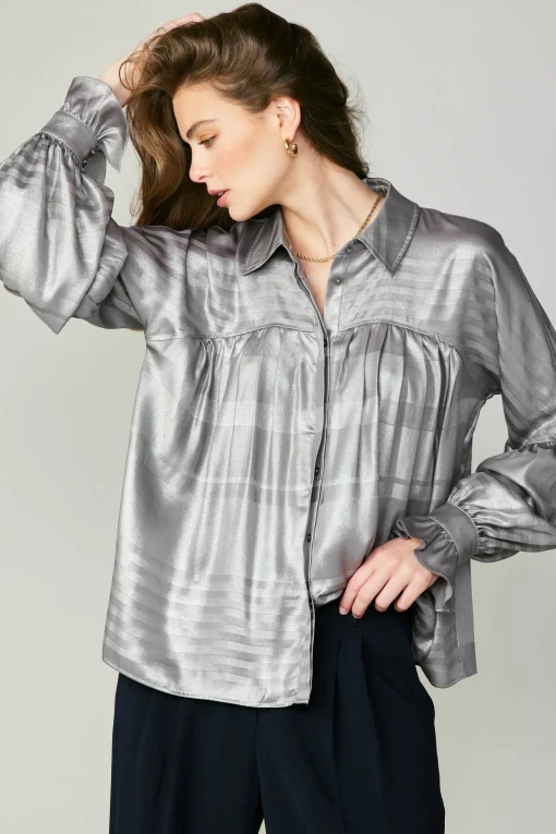 Metallic Pleated Shirt