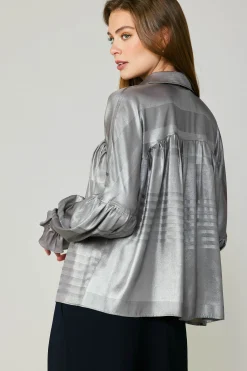 Metallic Pleated Shirt