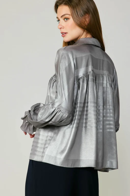 Metallic Pleated Shirt