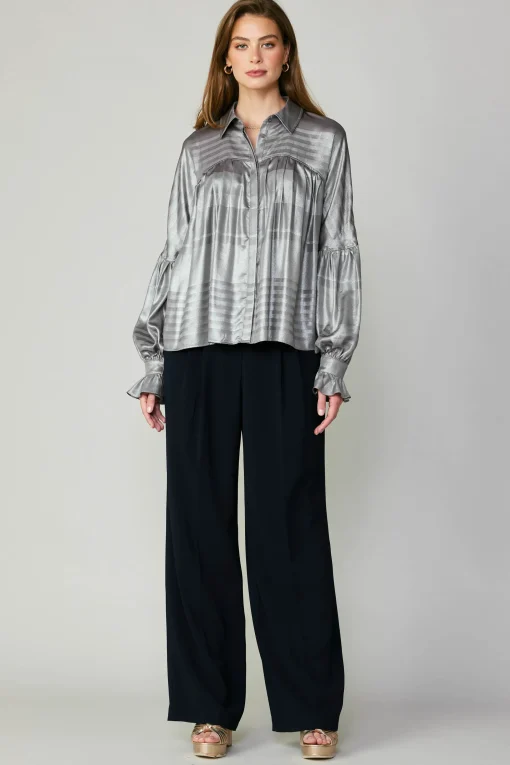 Metallic Pleated Shirt