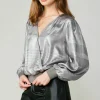 Metallic Surplice Blouse