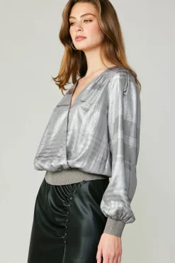 Metallic Surplice Blouse