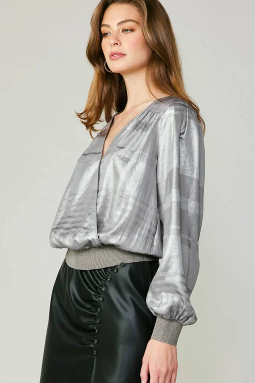 Metallic Surplice Blouse