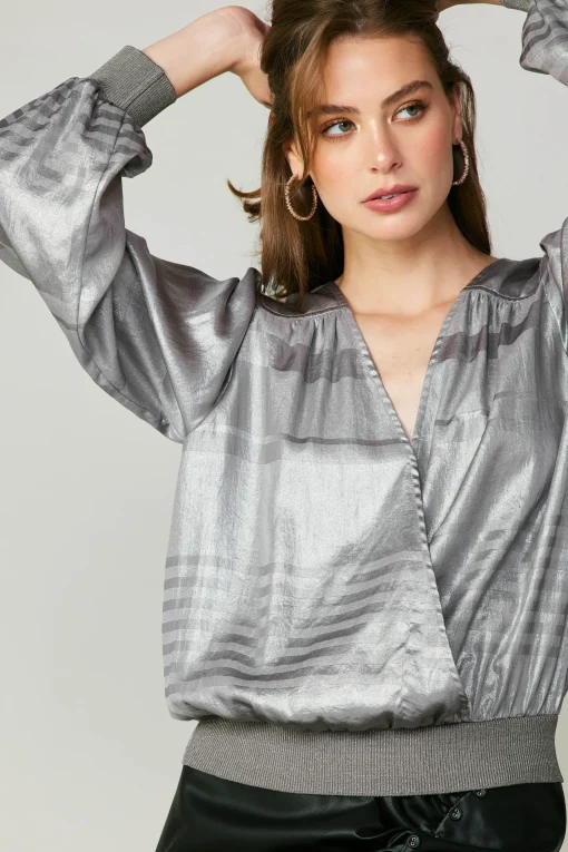Metallic Surplice Blouse