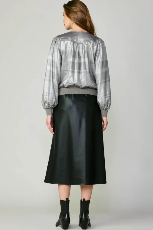 Metallic Surplice Blouse
