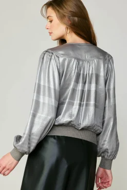 Metallic Surplice Blouse