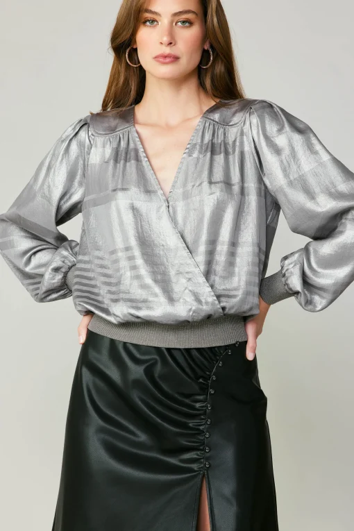 Metallic Surplice Blouse
