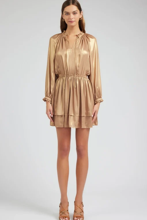 Metallic Tiered Mini Dress