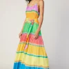 Multicolored Pleated Cami Dress