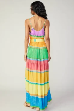 Multicolored Pleated Cami Dress