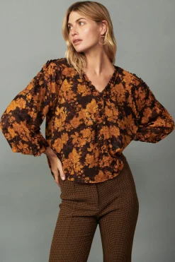 Orange Picot Stitch Blouse