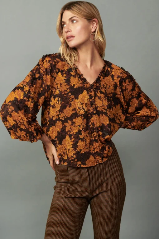 Orange Picot Stitch Blouse