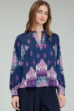 Ornate Border Print Blouse