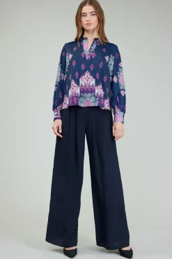 Ornate Border Print Blouse