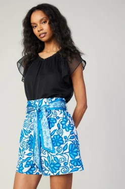 Painterly Floral Belted Shorts