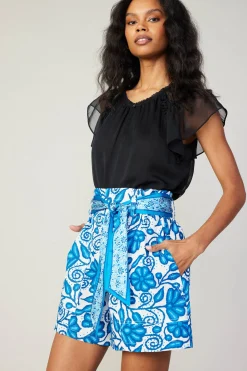Painterly Floral Belted Shorts