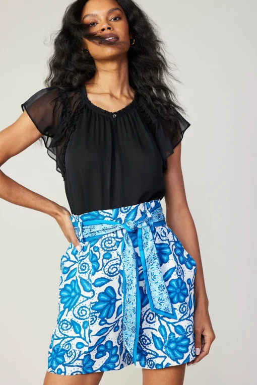 Painterly Floral Belted Shorts