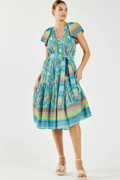 Paisley Border Print Midi Dress