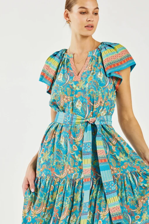 Paisley Border Print Midi Dress