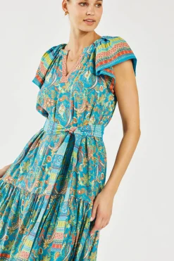 Paisley Border Print Midi Dress