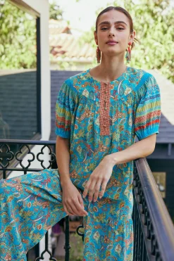 Paisley Border Print Top