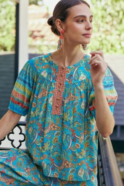 Paisley Border Print Top